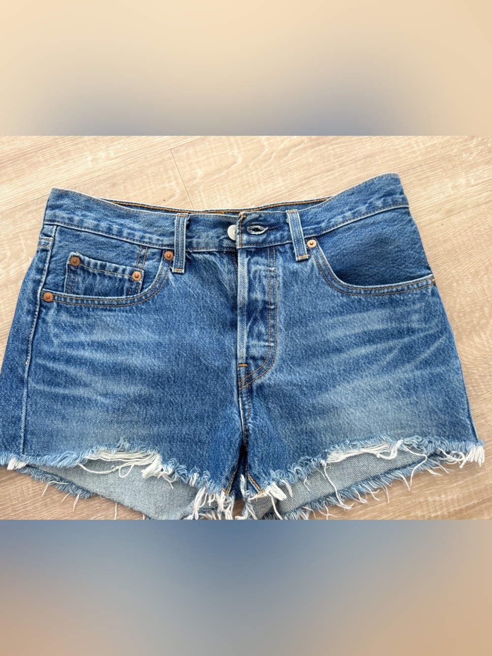 Levi's Distressed Blue Denim Cutoff Shorts